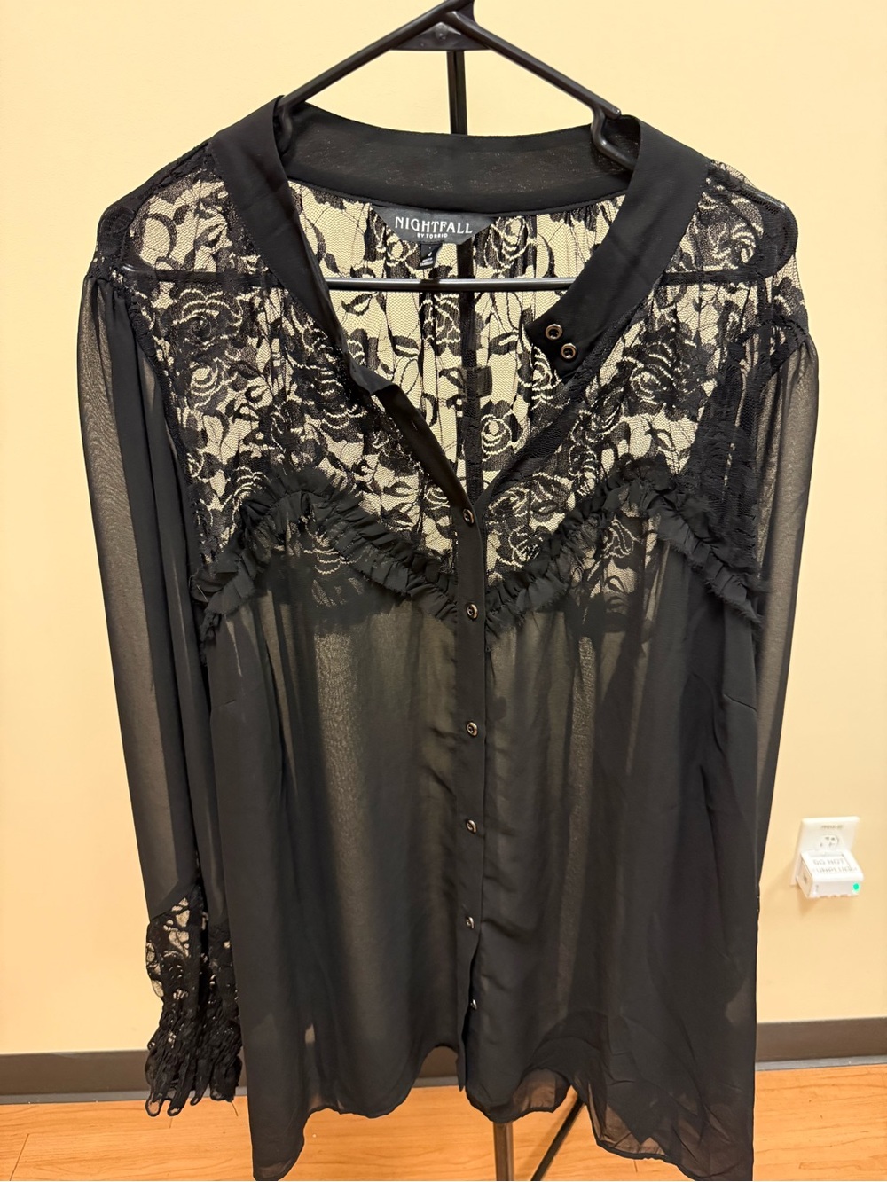 Torrid + Nightfall Black Lace Chiffon Top - 4X
